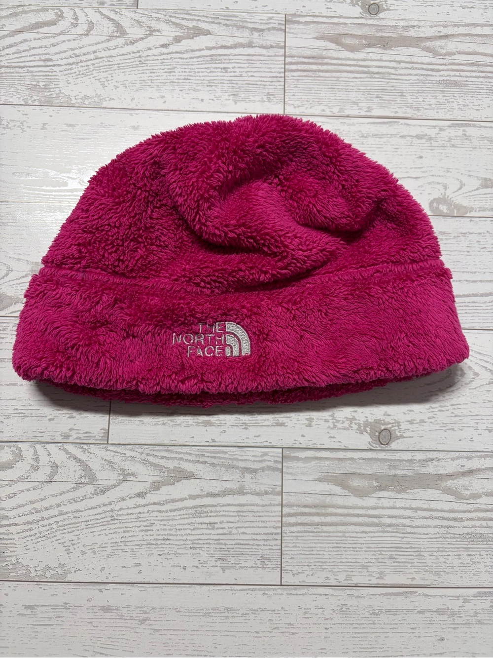 The North Face Youth M Pink Fuzzy Fleece Beanie Hat